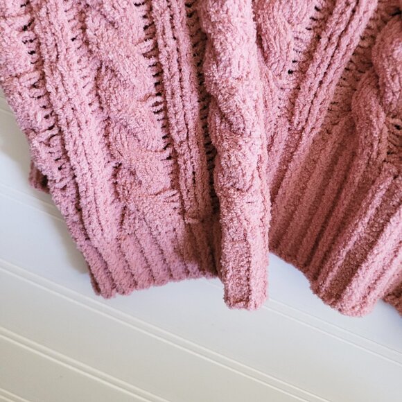 Philosophy Sweater Womens Large Pink Chenille Cable Knit Pullover NEW - Picture 4 of 11